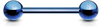 viva-adorno Universal skivstång piercing stav tungpiercing bröstpiercing intimpiercing kontakt hantel rostfritt stål belagd Z310Z e rostfritt stål, colore: Blå/1,6 x 16 x 5 mm, cod. Z310