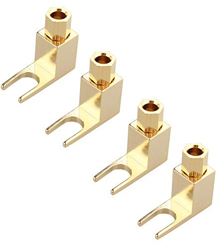 Jopto Lot de 4 Adaptateurs Haut de Gamme Banane à Bêche, Connecteur de Câble de Audio Résistant à la Corrosion à Angle Droit, Haut Parleur Bêche, Adaptateur de Prise de Conversion