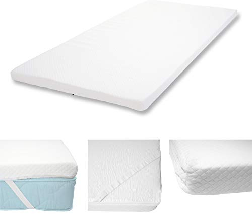 Mendler 6cm Kaltschaum-Matratzentopper HWC-E63-90x200cm Weiß | Topper, Matratzenauflage, Matratzenschoner