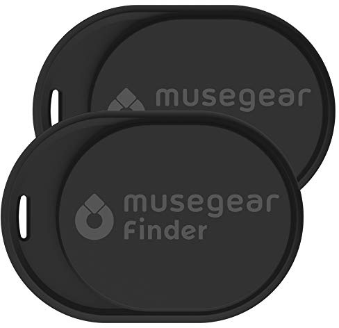 Musegear Schlüsselfinder mini mit Bluetooth App I Keyfinder laut für Handy in schwarz 2er Pack I Für iOS & Android I Schlüssel Finden
