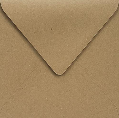 Netuno 25 Umschläge Kraftpapier Natur-Braun quadratisch 14,5x14,5 cm | 100g Naturpapier · edle hochwertige elegante sandbraune Kuverts für Hochzeit, Einladungen, Grußkarten & Geburtstag