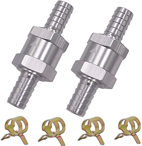 2 Pièces Clapet Anti-Retour 10MM Valve de Carburant en Alliage d'Aluminium Non Retour Clapet Anti-Retour pour Essence Diesel Carburateur Systèmes de Carburant à Basse Pression (10MM)