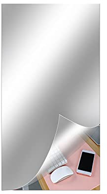 HUIKJI Láminas de espejo acrílicas flexibles, adhesivo de pared, autoadhesivas, azulejos de espejo sin vidrio, rectangular, 4 x 55 cm, diseño espacial, ligero, montaje en pared, cocina, decoración del