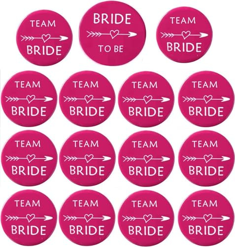 MKISHINE Zubehör-Set EVJF, Badges EVJF, Zubehör für Hochzeit, Organisation EVJF, 1 Badge-Set Zukunft + 12 Badge Braut-Team Dekoration für FVJF Hen Party Dekoration Hochzeit