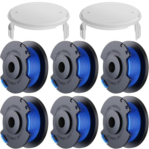 LATERN 8Pcs Ligne De Bobine De Coupe-Bordures Ryobi avec Capuchon De Bobine, Fil Réflexe De Remplacement pour Tondeuse à Alimentation Automatique pour Tondeuses sans Fil Ryobi 18v 24v 40v
