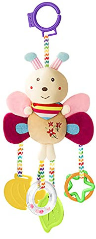 Activity Spieltier Baby - Niedliche Plüschtier Rassel Mit Glocke und Haken - Hängendes Tier Spielzeug für Kinderwagen - Lernspielzeug für Neugeborene und Kleinkinder 0-12 Monate