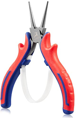 GOLD DEER 5 Mini Round Nose Pliers for Jewelry Making Micro Wire Looping Pliers, CRV Steel Body with Teflon Finish and Professional Handle, Jewelry Making Supplies for Memory Wire Wrapping Beading