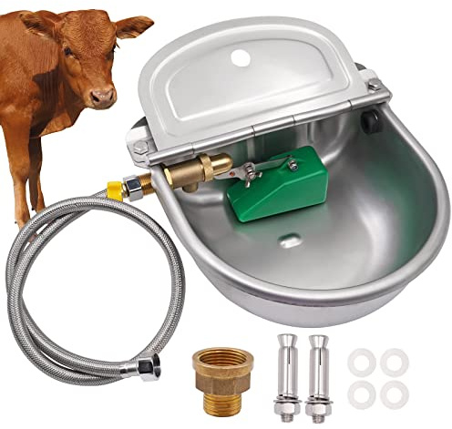 BREUAILY 5 In 1 Automatico Abbeveratoio Bestiame Capra Acqua Dispenser con 1/2 Pollici Valvola a Galleggiante Regolabile Abbeveratoio per Cavalli Bovini Bestiame Cani