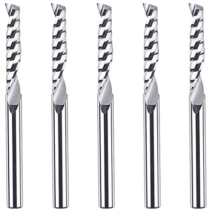 SpeTool 5 Stück Alu Fräser 6mm Schaft VHM Fräser Einschneidiger Fräser 32 mm Schnittlänge CNC Fräser Holz Schaftfräser für Aluminium und Kunststoff