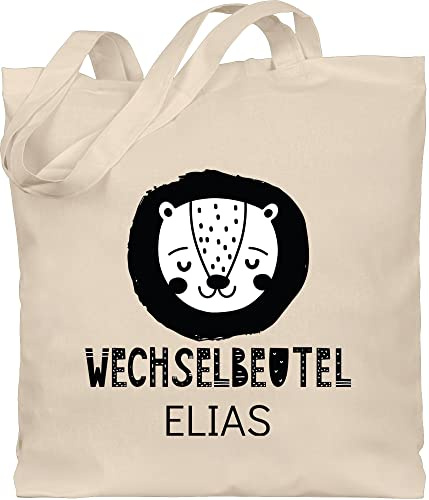 Geschenk mit Namen personalisiert by Shirtracer - Baumwolltasche - Kita Beutel Wechselsachen Mädchen - Wechselbeutel Löwe