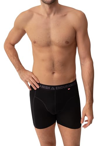 DANISH ENDURANCE Merino Wool Underwear for Men, Wool Base Layer Boxers, Black Melange, X-Large