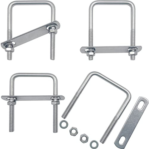 Bügelschraube Quadratische U Bolzen U-Schrauben Schellen 4 Stück 100x60mm 304 Edelstahl Vierkant-Bügel Achsplatte M8 mit Muttern Rahmengurte Bügelbolzen für Abschleppen von Autos Schiffen Reparatur