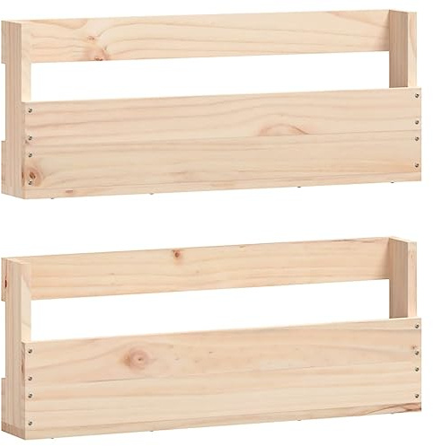 vidaXL Étagères à Chaussures murales 2 pcs 59x9x23 cm Pin Massif, étagère à Chaussures, étagère à Chaussures, étagère de Rangement pour Chaussures