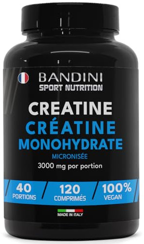 Bandini® Creatina Monoidrata Micronizzata 120 Compresse da 3000mg per dose - Integratore per Allenamento, Palestra e Pre Workout - 100% Vegan - A base di Creatine Monoidrato pura al 100%