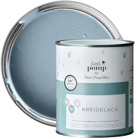 MissPompadour Kreidefarbe für Möbel Blau & Edel 750ml - Holzfarbe, Holzlack matt innen - Möbellack, Möbelfarbe ohne Schleifen - Kreidefarbe für Holz, Metall, Kunststoff - LittlePomp
