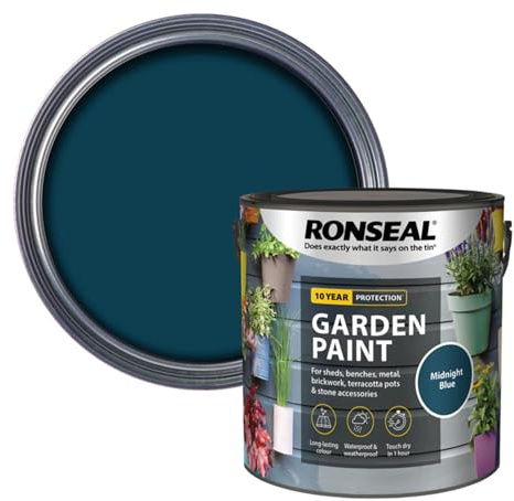 SAVING HUB 2.5L Garden Paint - Exterior Wood Paint Tin - Garden Furniture Colors Paint Outdoors - Benches, Metal, Brickwork, Plants Pots Paint - Fade Resistant (Midnight Blue)