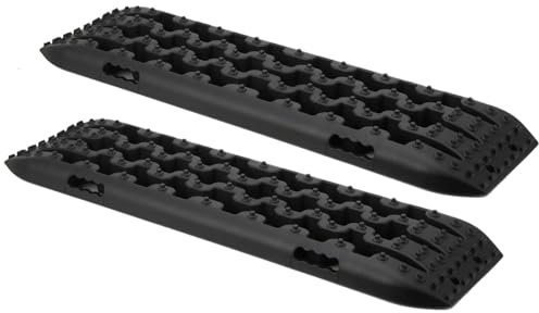 CDZHLTG 2 Stück Recovery Board Offroad Tracks Anfahrhilfe, Traktionsband Traktionsmatte Gripmatte Sand/Schlamm/Schnee Sandbleche Winterbretter 10T Last für PKW LKW Geländewagen Wohnmobil, Schwarz