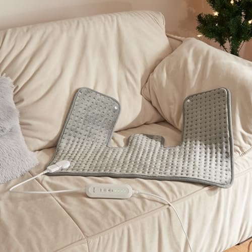 [en.casa] Elektrisches Heizkissen Borrello mit 4 Heizstufen Wärmekissen 65x45 cm Heizpad 100W Überhitzungsschutz Abschaltautomatik Matte für Rücken, Nacken, Schulter, Bauch