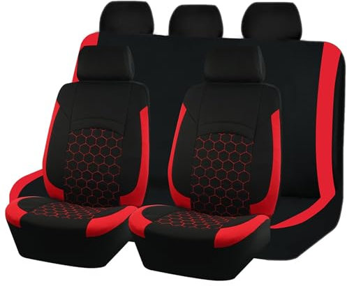 Sitzbezüge Auto Universeller Autositzbezug Fußball-Muster Autozubehör Innenraum Mann Passend Für Die Meisten Autos SUV LKW Van Airbag-kompatibel Sitzbezüge Auto Set (Größe : Red Set)