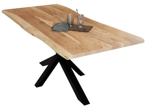Liadomo Esstisch 180x90 Diala Natur, Spider-Gestell schwarz