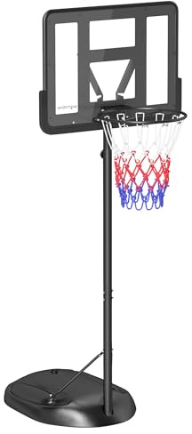 SPORTNOW Canasta de Baloncesto con Altura Ajustable 216-277 cm Aro de Baloncesto para Exterior con Ruedas y Base Rellenable para Adolescentes y Adultos Negro