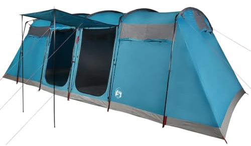 vidaXL Tunnel Familienzelt 8 Personen, Campingzelt mit Netzwände, Wasserdicht Tunnelzelt mit E-Anschluss, Gruppenzelt, Blau 185T Polyester