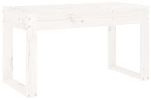 Makastle Gartenbank wetterfest Holzbank Sitzfläche Sitzbank ohne Rückenlehne Outdoor Hockerbank Parkbank Gartenmöbel für Innen und Außen, Weiß 80x38x45 cm Massivholz Kiefer