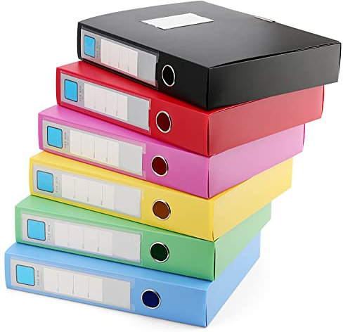 HAKZEON 6 PCS A4 Lever Arch Files,Box Files A4 Lever Arch Folders with Pull Finger, Pull and Catch Lock Spring Foolscap Lever Arch File Organiser