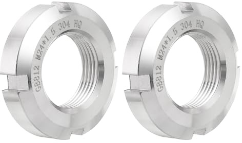 QUARKZMAN M24 x 1,5 mm - 2 Stück Vier-Schlitz-Rundmuttern - 304 Edelstahl Rundmutter für verschiedene Wälzlager, Industriefeld, Silber.