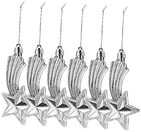 KONTONTY 6-teiliges Satz Weihnachtsbaum-hängedekoration Aus Kunststoff Weihnachtssterne Und Anhänger Für Party-Dekoration Und Weihnachtsfeiern
