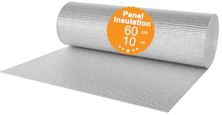 Aufun Isolierfolie Dämmfolie Doppelte Alu-Luftpolsterfolie Dachisolierung 3-4mm, Heizkörper Reflexionsfolie Isolierungsfolie Wärmehaltung (0.6x10m)