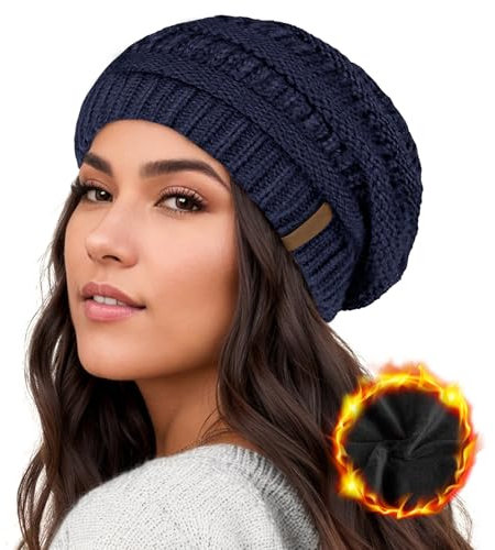 Chritice Mütze Damen Winter Beanie Damen Mit Weich Fleece Gefütterte Mütze,Beanie Mütze Damen Strickmütze Damen Mütze Winter Elegant