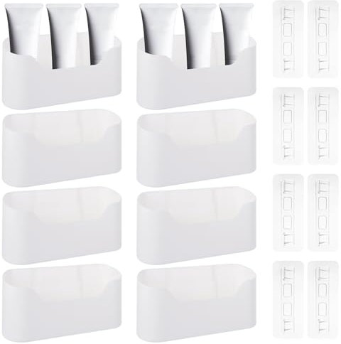 LOPYXBR 8PCS Kitchen Cupboard Door Storage Boxes, Self-Adhesive Wall Mounted Cabinet Door Storage Box, White Cupboard Storages Organiser for Cabinet, Kitchen, Bathroom, Office