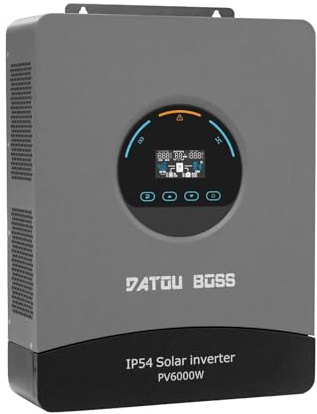 DATOUBOSS 6000W Hybrid Solar Wechselrichter 48V, Reiner Sinus, PV-Array bis 8000W, integrierter 120A MPPT-Regler, Blitzschutz, batterieloser Start, IP54 Wasserschutz, für Off-Grid Solarstrom