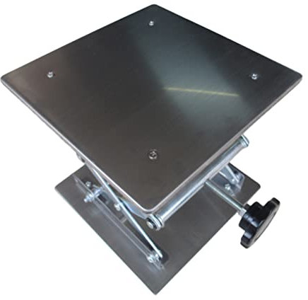 JECOMPRIS Kleine Hebebühne aus Edelstahl Manuell Verstellbar 100x100 Mm Stabile Präzisions Hebebühne für Labor Werkstatt und Garage