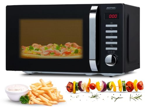 MPM Mikrowelle Klein, 20 L, 800 W, 8 Programme, Digitalsteuerung | Mikrowelle mit Display, Drehteller 25,5 cm, 5 Stufen, 95-Minuten-Timer, Auftauen, Kindersicherung