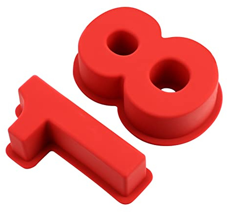 Garneck Stampo Torta in Silicone Numeri 1 e 8 Rosso 2 Pezzi | Compleanno Diciotto Anni, Uso Fai da Te, Sicuro e Odore, per Torte