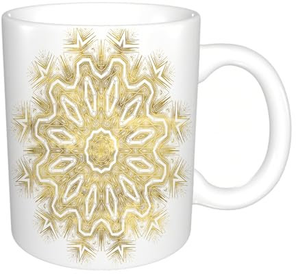 YFHJV Tazas de Café,Taza de Cerámica para Té y Café - Regalo Original - 330 ml - Desayuno Tazas Tazas graciosas,Mandala dorado, vibrante motivo oriental en diseño geométrico oriental,tazas originales