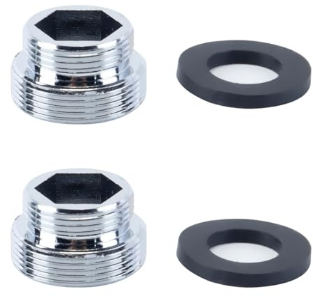 Adaptador de grifo Gorise M18 a M22 y M22 a M18, kit de adaptador de rosca de latón, conector de manguera de jardín a prueba de fugas para cocina, baño y uso exterior (paquete de 2)