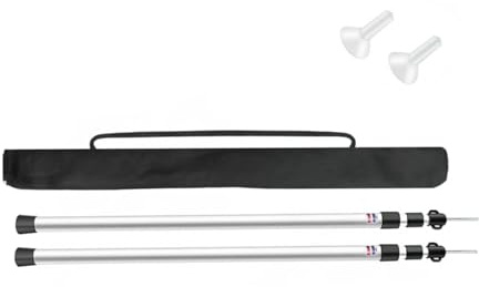 PAQIMOLUT BCcamping Player's First Choice 2× Tent Pole Telescopic Adjustable Tarp Poles Camping Canopy Awning Shelter Aluminum Alloy High Wind Resist, Flexible Camping Bracket