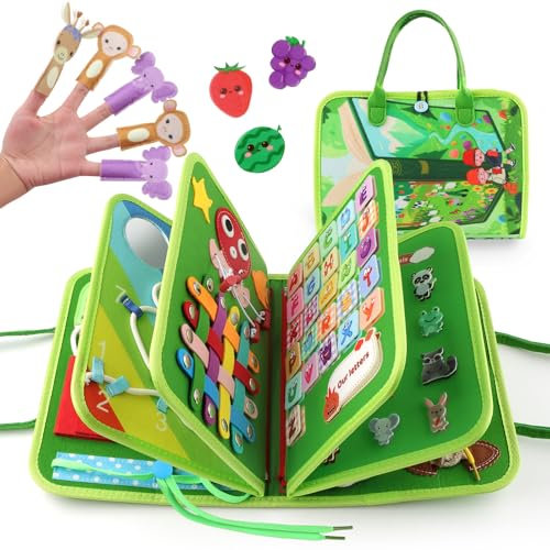 JTgugu Montessori Spielzeug Baby ab 1 2 3 4 Jahre, Activity Busy Board Filz Quiet Book, Reisespielzeug Motorikspielzeug Sensory Educational Buch, für frühe Bildung Kinder Geschenk Mädchen Junge