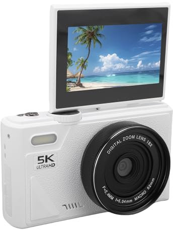 Fotocamera digitale 5K per Fotografia, 75MP Vlogging Camera con WIFI, Schermo Ribaltabile da 3 a 180°, Zoom 18X, Autofocus, Anti Shake, Fotocamera da Viaggio per Principianti