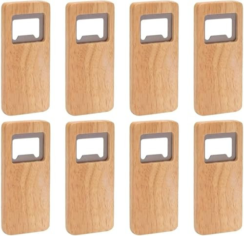 Abridor de botellas de cerveza de madera con mango de madera, sacacorchos de acero cuadrado, for bar, cocina, boda, fiesta, regalo, manualidades DIY(50PCS)