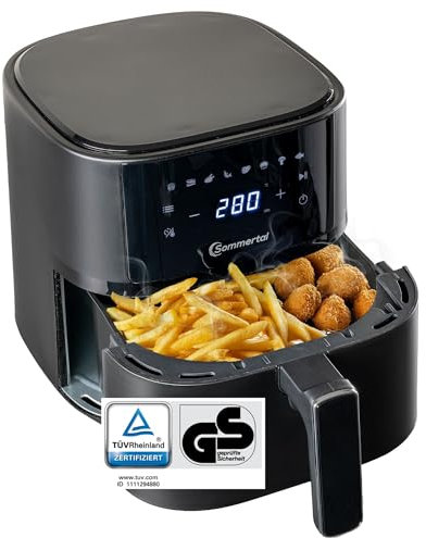 Sommertal Freidora de aire caliente HF400 – 4,0 L XXL Airfryer – Pantalla táctil, 8 programas, 1500 W, ahorro de energía y saludable, freidora grande – Air Fryer