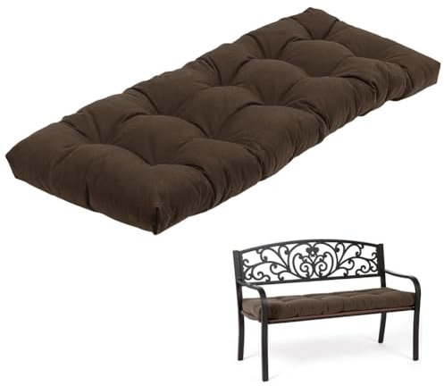 HJZPWB Bankauflage Dickes Bankauflage Outdoor mit HaltebäNdern Sitzpolster Bank rutschfeste Bankkissen Gesteppt Getufteter Stil Bankauflagen Wasserdicht Sitzauflage Bank,Braun,100 * 40 * 8cm
