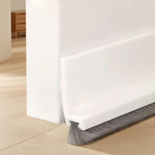 Wendict Brosse Bas de Porte 100cm, Joint Brosse Isolation Phonique Porte, Bas de Porte Isolant, Coupe-Courant D'air, Calfeutrer de Porte D'entree, Blanc