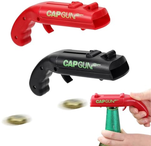 2 PCS Abrebotellas Pistola, Abridor de Botellas, Cap Gun, Abridor Cerveza, Abridor de Botellas de Cerveza, Abridor Pistola para Inicio Bar Fiesta Beber