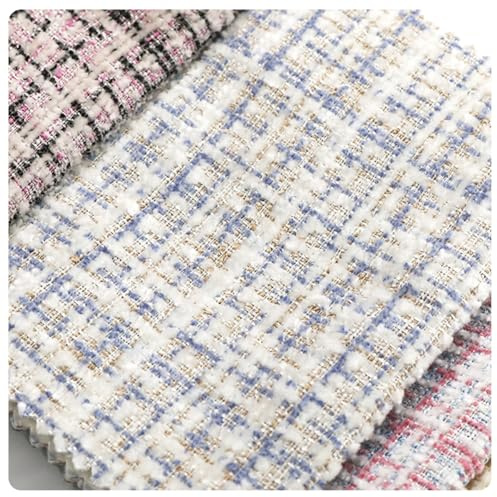 AMateschitz Tweed-tyg Handgjorda Nähstoffer Kika Twill-tyg Metervara Quilttyg Karo Hantverksmaterial Dekostoff Tyger För Att Sy Klädetyg Kvadrater För DIY-hantverk Vit#1 200 * 148cm
