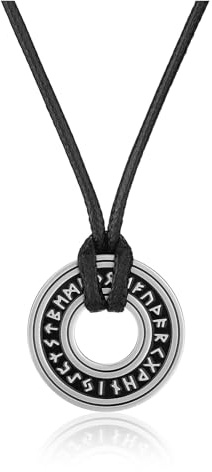 Zysta Wikinger Halskette Herren Rune Anhänger mit Leder kette Vegvisir Talisman - Geschenk für Männer
