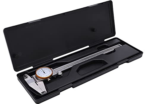 Calibro ventesimale 0-200mm con quadrante analogico e asta di profondità - Caliper in acciaio professionale, alta precisione e resistenza alla corrosione